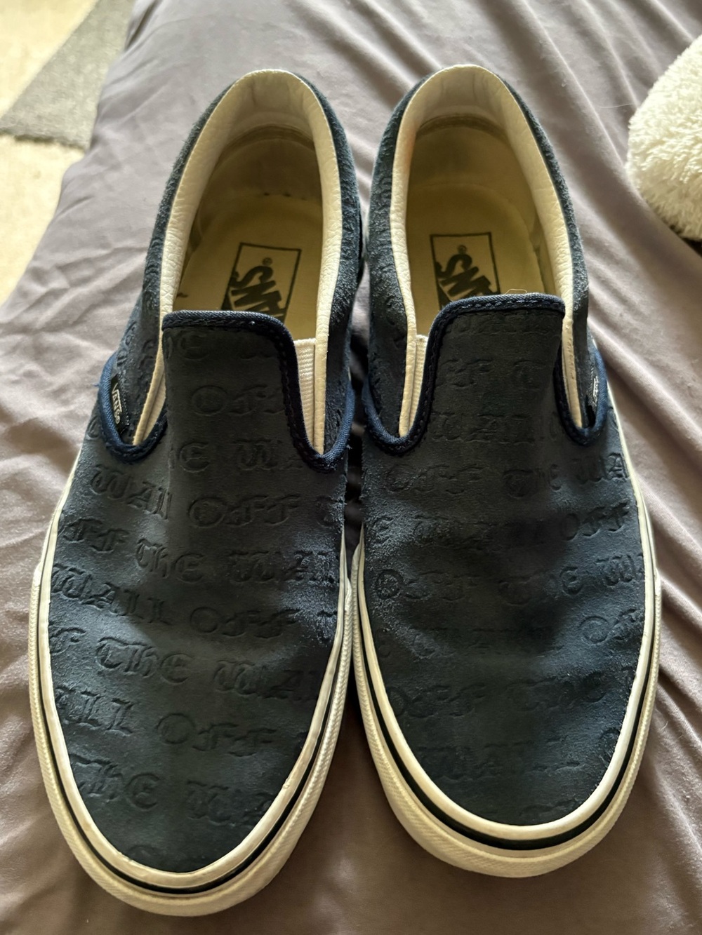 Womans  Slip-On Canvas Sneakers - Navy Blue vans